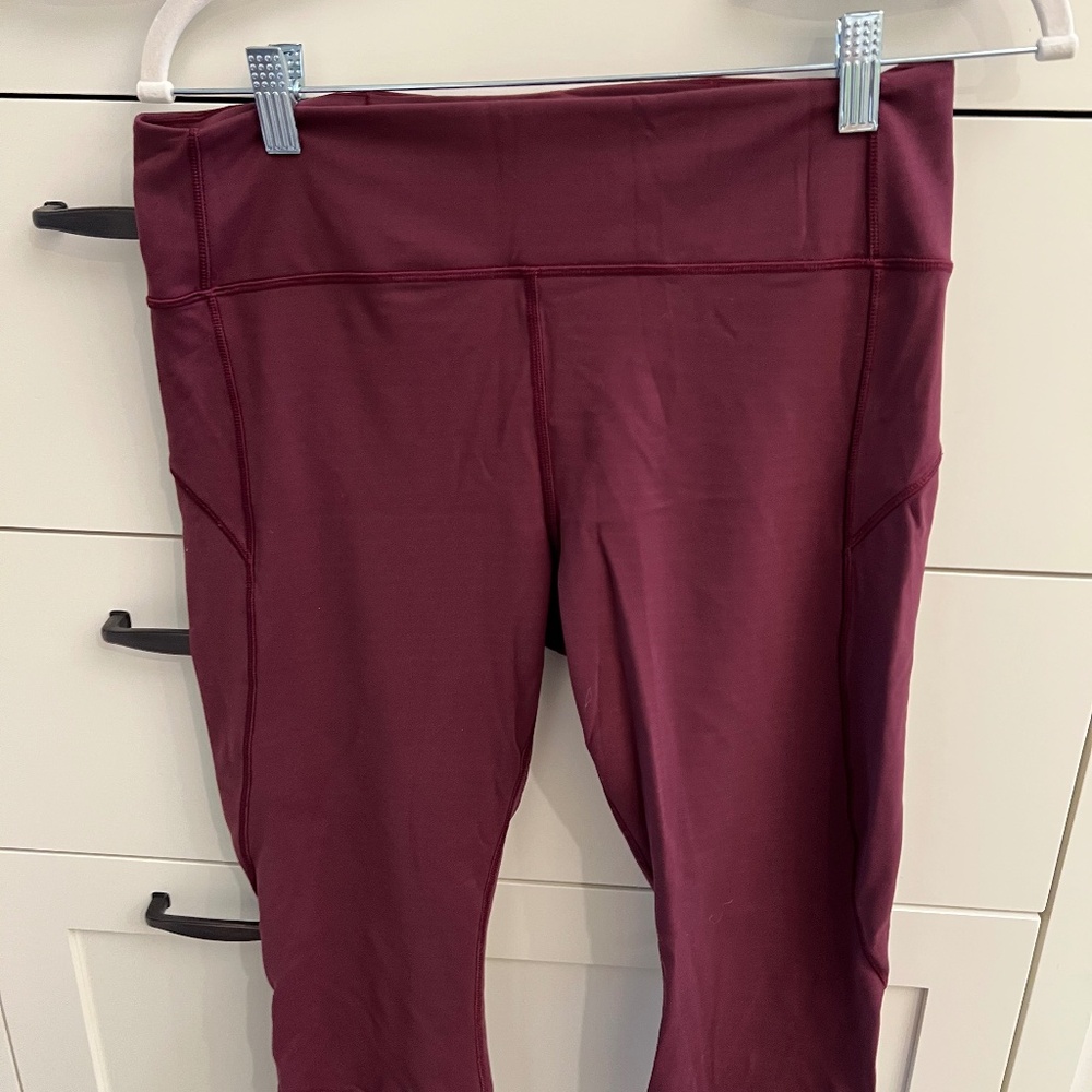 Lululemon Leggings, Cropped, Marroon, Size 12, Excellent Condition